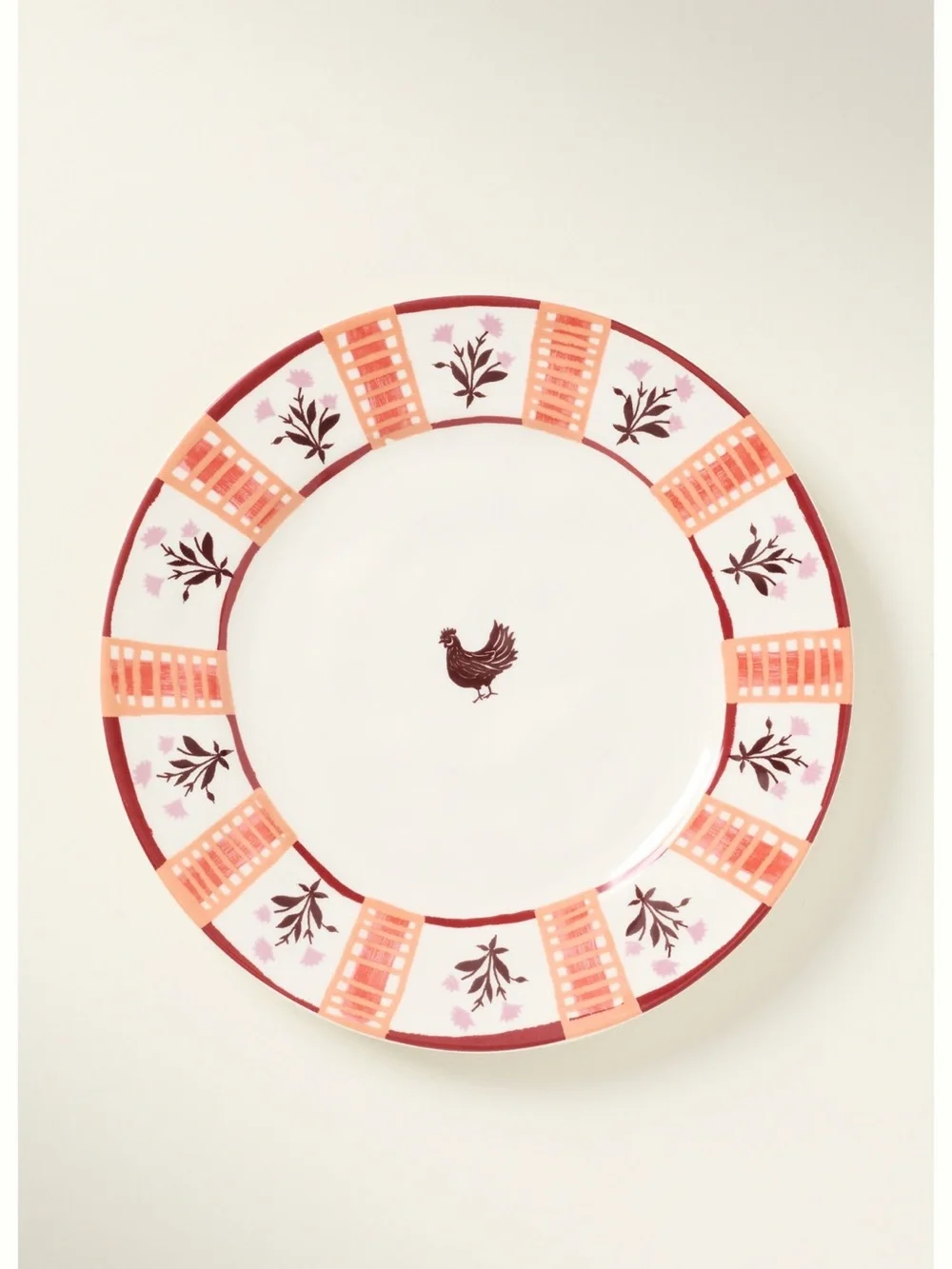 Anthropologie Mille Stoneware Plate Side Dessert New Farm Rooster Chicken 8.25”